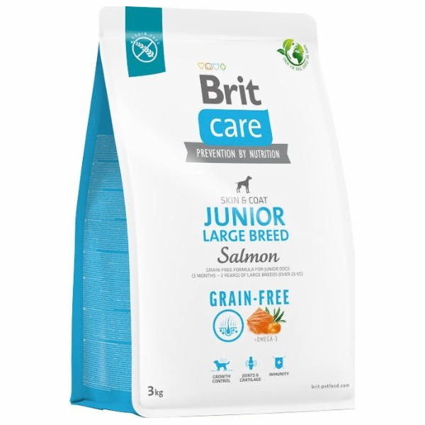 Dry food for young dog (3 months - 2 years) large breeds over 25 kg - Brit Care Dog Grain-Free Junior Large salmon 3kg