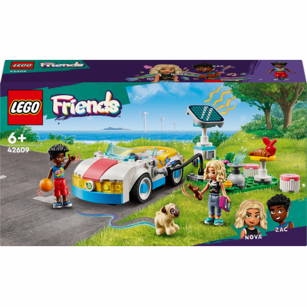 LEGO 42609 Friends Elektrické auto s nabíjecí stanicí, Stavebnice