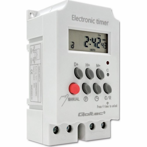 Qoltec Elektronický časovač na DIN lištu PC0629