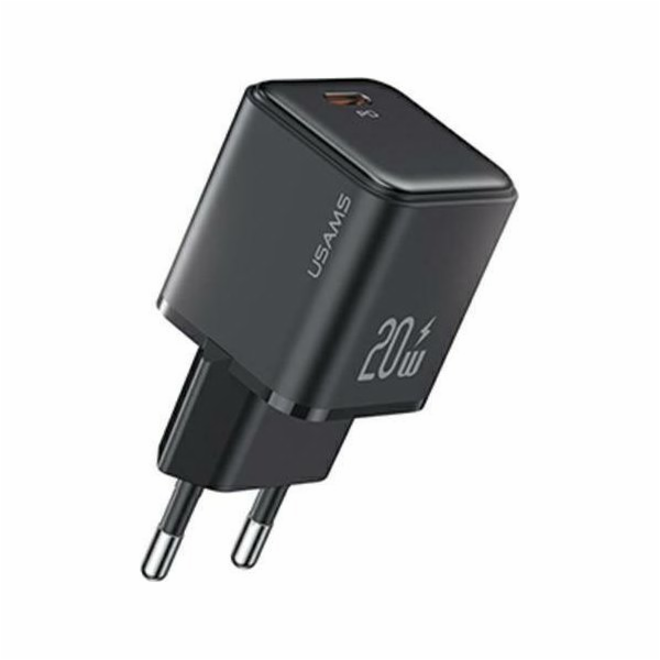 Usams Charger 1xUSB-C PD 3.0 20W Fast Wall Charger Black