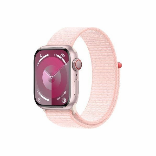 Apple Watch Series 9 GPS + mobilní chytré hodinky, 41mm růžové hliníkové pouzdro se světle růžovým sportovním páskem