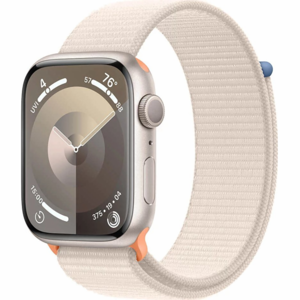 Chytré hodinky Apple Watch Series 9 GPS, 45mm hliníkové pouzdro Moonlight se sportovním páskem Moonlight