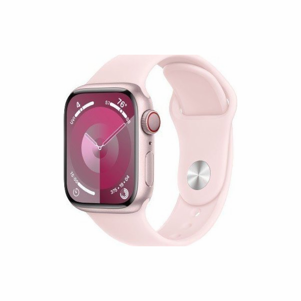 Apple Watch Series 9 GPS + mobilní chytré hodinky, 41mm růžové hliníkové pouzdro se světle růžovým sportovním páskem – M/L