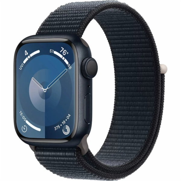 Chytré hodinky GPS Apple Watch Series 9, 41mm půlnoční hliníkové pouzdro s půlnočním sportovním páskem