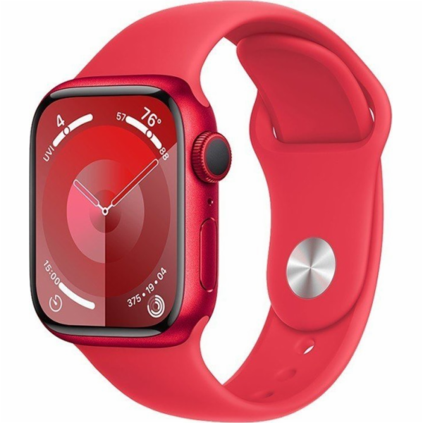 Chytré hodinky GPS Apple Watch Series 9, 45mm (PRODUCT)ČERVENÉ hliníkové pouzdro se sportovním páskem (PRODUCT)RED – M/L