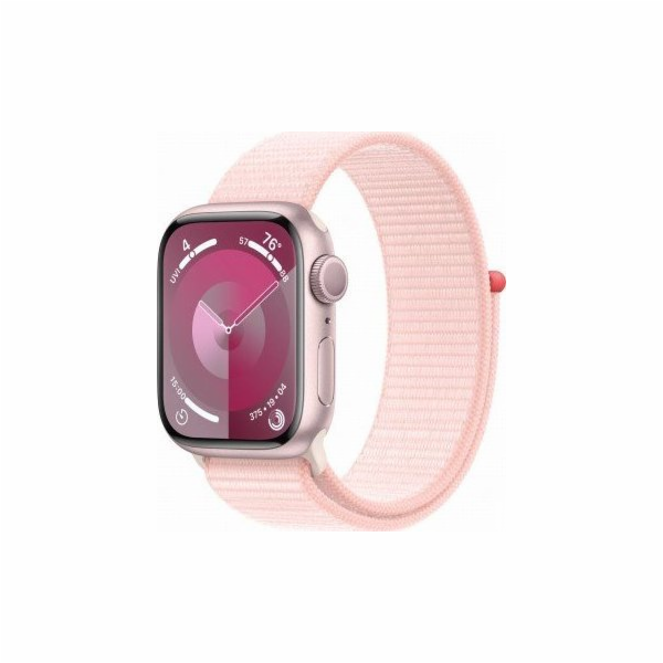Chytré hodinky GPS Apple Watch Series 9, 41mm růžové hliníkové pouzdro se světle růžovým sportovním páskem