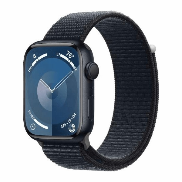 Chytré hodinky GPS Apple Watch Series 9, 45mm půlnoční hliníkové pouzdro s půlnočním sportovním páskem