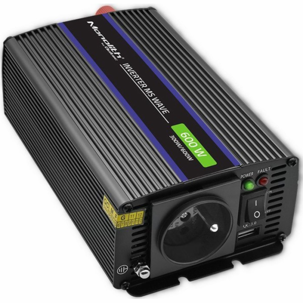 Monolith 600 MS Wave měnič napětí | 12V až 230V | 300/600W | USB