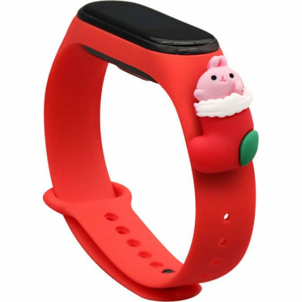 Vánoční silikonový náramek Hurtel Strap pro Xiaomi Mi Band 4 / Mi Band 3 Vánoční silikonový náramek červený (Santa Claus 1)