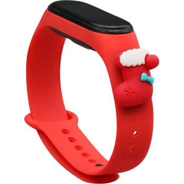 Vánoční silikonový náramek Hurtel Strap pro Xiaomi Mi Band 4 / Mi Band 3 Vánoční silikonový náramek červený (ponožka)