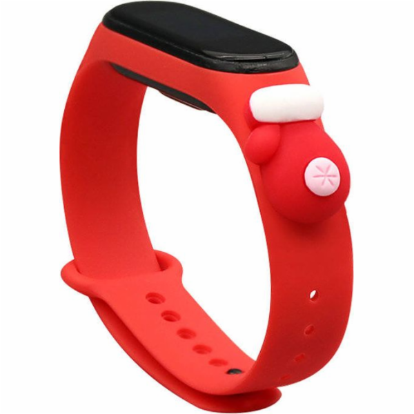 Vánoční silikonový náramek Hurtel Strap pro Xiaomi Mi Band 6 / Mi Band 5 Vánoční silikonový náramek červený (rukavice)