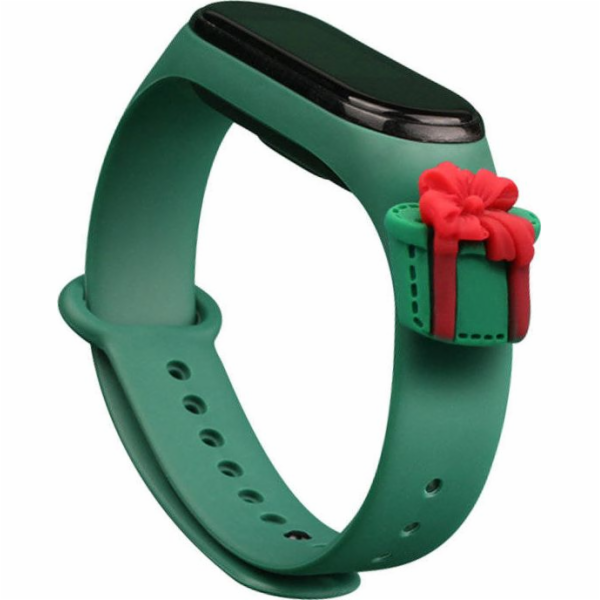 Vánoční náramek Hurtel Strap Xmas pro Xiaomi Mi Band 4 / Mi Band 3 Vánoční silikonový náramek tmavě zelený (dárek)