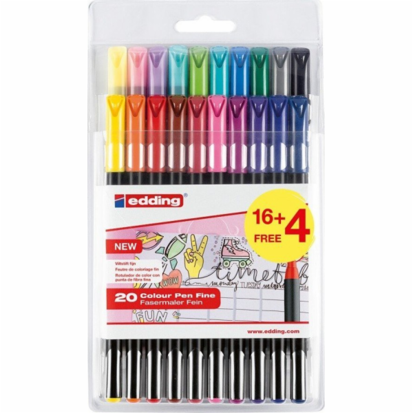 E-1200 EDDING pero s jemným hrotem, 1 mm, 20 ks, mix barev