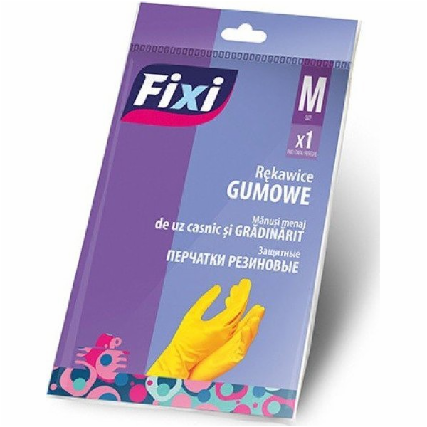 Gumové rukavice FIXI, velikost M, 1 pár, žluté