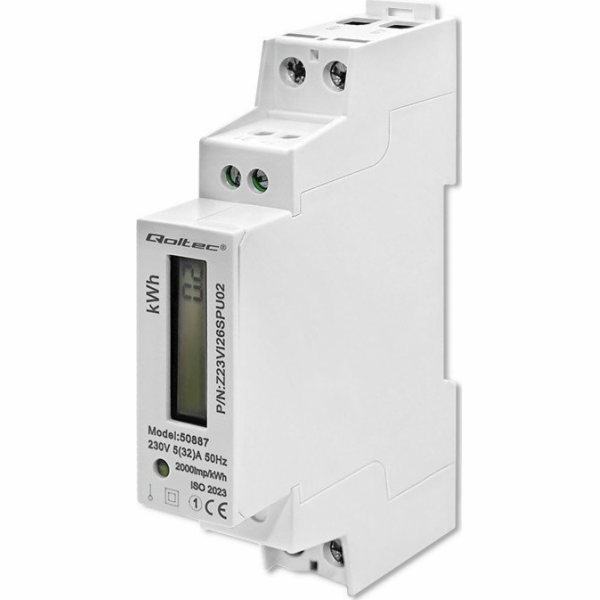 Jednofázové elektronické počítadlo | měřič spotřeby energie na DIN lištu | 230V | LCD | 2P | Štíhlý