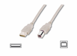 DIGITUS USB2.0 cable 5m USB A to USB B AWG28 beige bulk