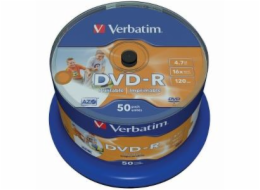 Verbatim DVD-R [ spindle 50 | 4.7GB | 16x | Wide Inkjet printable | ID branded ]