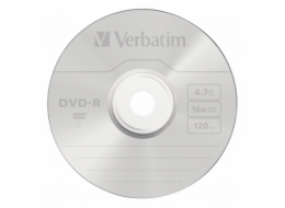 1x100 Verbatim DVD-R 4,7GB 16x Speed, matny stribrna