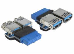 Delock Adapter USB 3.0 pin konektor samice > 2 x USB 3.0 samice – vedle sebe