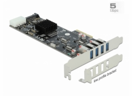 Delock PCI Express x4 Karta na 4 x externí SuperSpeed USB (USB 3.2 Gen 1) USB Typ-A samice Quad Channel - Low Profile