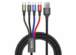 Baseus rychlý nabíjecí/datový kabel 4v1 2* Lightning + USB-C + microUSB 3,5A 1,2m, černá