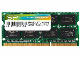 Paměť pro notebook Silicon Power SODIMM, DDR3, 8 GB, 1600 MHz, CL11 (SP008GLSTU160N02)