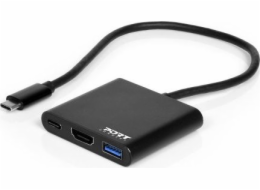 Port Connect 900140 PORT CONNECT USB-C HUB, HDMI 1X 4K + USB-A + USB-C, černý