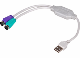 Akyga AK-AD-15 PS/2 cable 0.25 m 2x 6-p Mini-DIN USB A White