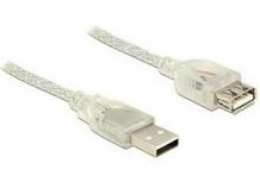 Lanberg CA-USBE-12CC-0018-TR USB-A M / F 2.0, 1,8m LANBERG USB-A M / F 2.0 kabel 1,8m, transparentní