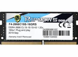 Paměť notebooku G.Skill Ripaws, Sodimm, DDR4, 16 GB, 2666 MHz, CL19 (F4-266C19S-16grs)