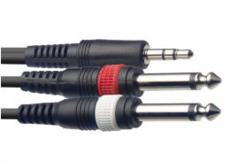Stagg SYC1/MPS2P E, kabel mini stereo JACK/2x JACK, 1m
