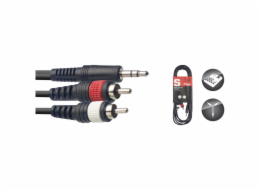 Stagg SYC3/MPS2CM E, kabel mini stereo JACK/2x RCA, 3m