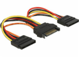 Delock Napájecí kabel SATA 15 pin samec > 2 x Power SATA 15 pin samice 15 cm