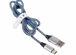 Kabel USB Tracer USB-A - USB-C 1 m Niebieski (TRAKBK46266)