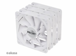 AKASA ventilátor Viper, White Fan 12cm, 120x120x25mm, HDB, 4 pin PWM, 3ks v balení, bílá