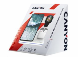 CANYON Bezdrátová nabíječka WS-302W, 3v1, vstup 9V/2A, 12V/2A, výstup 15W/10W/7.5W/5W, Type C to USB-A, bílá