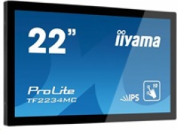 22" iiyama TF2234MC-B7X: IPS, FullHD, capacitive, 10P, 350cd/m2, VGA, DP, HDMI, IP65, černý