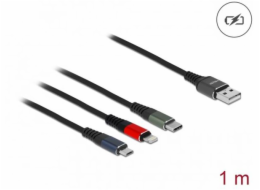 DeLOCK USB Ladekabel, USB-A Stecker > USB-C + Micro USB + Lightning Stecker