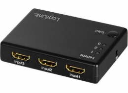 Přepínač logilink logiLink Switch HDMI 3x1-Port, 1080p/60Hz, HDCP, CEC, RC, Smal