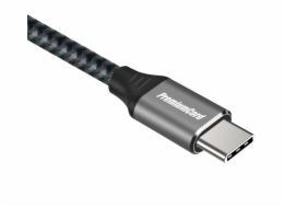 PREMIUMCORD Zahnutý kabel USB-C (USB 3.2 Gen 2, 3A, 60W, 20Gbit/s), hliníkové krytky konektorů, 1m