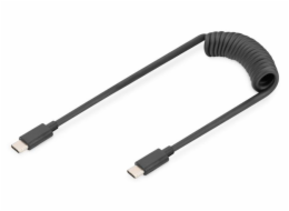 DIGITUS Kabel USB typu C na USB typ C Pružinový TPU USB 2.0, PD60W Max; 1m