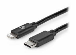 NEDIS Lightning kabel/ USB 2.0/ Apple Lightning 8pinový/ USB-C zástrčka/ kulatý/ černý/ 1m