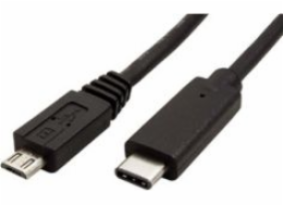 Kabel USB USB (2.0), USB micro B (2.0) M- USB CM, 1m, kulatý, černý, plastový sáček