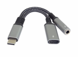 PremiumCord Redukce USB-C /3,5mm jack s DAC chipem + USB-C pro nabíjení 13cm 8592220022891