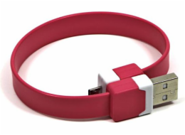 USB kabel Logo microUSB poutko na zápěstí, růžové