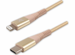 USB USB kabel USB kabel (2.0), USB C M - Apple Lightning C94 M, 2M, MFI Certification, 5V/3A, zlato, Logo, Box, Nylon Braid, hliníkový kryt s