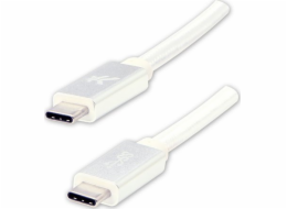 Kabel USB kabel USB kabel (3.2 Gen 1), USB C M - USB C M, 2M, 5 GB/S, 5V/3A, bílé, logo, krabice, nylonový cop, spojovací kryt hliníku