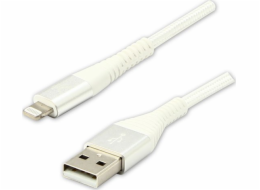 Kabel USB kabel USB kabel (2.0), USB A M - Apple Lightning C89 M, 1M, MFI Certifikát, 5V/2.4A, bílé, logo, krabice, nylonový cop, kryt hliníku
