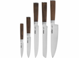 Orion Knife / ocelové kuchyňské nože 5ks DŘEVĚNÁ univerzální sada nožů