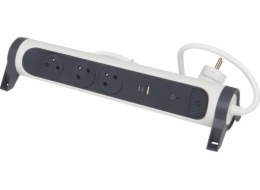 Prodlužovací kabel Legrand Residential 3 uzemněné zásuvky s USB AC 1,5 m